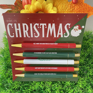 5pcs Cadeaux De Noël Drôle Stylo Ensemble Papercard Emballage Infirmière Thème Quotidien Inspirant Imprimé Plusieurs Thèmes Cliquez Stylo Ensemble - Product Image 5