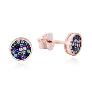 Boucles <span class=keywords><strong>d</strong></span>'oreilles en argent sterling 925 de luxe, style saoudien, serties de pierres multicolores, or <span class=keywords><strong>rose</strong></span> - Product Image 1