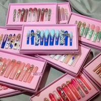 Pointes d'ongles en acrylique faites à la main sur mesure de luxe avec strass Vente en gros avec presse française pour Nail Art avec des doigts papillon stiletto