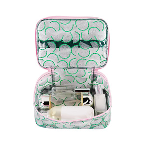 custom Holographic PU Cosmetic Case With Alligator Pattern Zipper Closure Soft Handle Medium Size Lovely Style <b>Makeup</b> <b>Storage</b> - Product Image 6