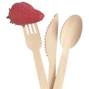 Cubiertos desechables biodegradables al por mayor, cuchillo, tenedor, cuchara, productos de bambú