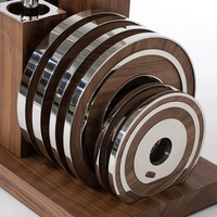 Équipement de musculation en bois de luxe, ensemble d'haltères en cuir argenté et noyer de 4 kg, 8 kg, 12 kg avec support pour usage domestique et en club, commande en gros