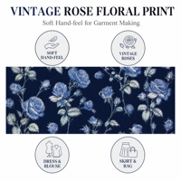 Tissu imprimé floral de roses en popeline 100% coton, pour robes de filles, costumes, accessoires de maison, jouets, artisanat