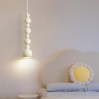 Lampe à suspension longue en métal blanc de style français mi-millénaire, petite suspension de chevet élégante pour éclairage de chevet