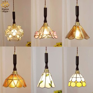 Ciondolo Vintage americano nordico Tiffany ottone caldo legno noce bianco sala da pranzo camera da letto comodino Bar studio famiglia E26 Base - Product Image 1