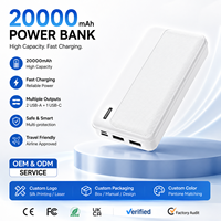 Batterie Li-Polymère, Banque d'alimentation portable avec charge rapide 22,5 W via entrée/sortie Type-C, Banque d'alimentation LED pour téléphone 20000 mAh