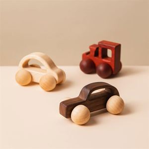 Véhicules à pousser en bois naturel, jouets sensoriels pour développer la motricité fine, voitures en bois pour bébés - Product Image 4