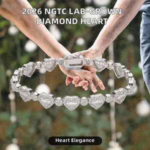 Pulsera de Diamantes con Corte Corazón en Platino para Mujer, Uso Diario Romántico, Diamantes Blancos Naturales Color D - Product Image 2