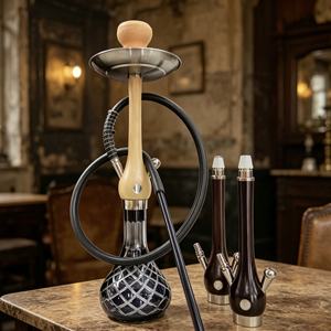 Set de Narguile con Diseño de Madera, Kit de Shisha Moderno con Manguera y Cabezal para Bar, Hogar y Fiestas - Product Image 2