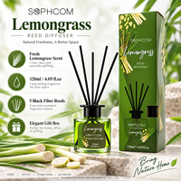 Diffuseur de parfum d'ambiance floral 120 ml avec cinq bâtonnets en fibre pour les programmes de vente en gros et de détail sous marque privée