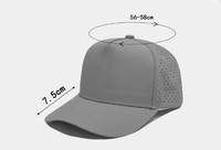 Casquette de sport 5 panneaux Performance Snapback en polyester découpé au laser, séchage rapide, avec logo personnalisé, non structurée
