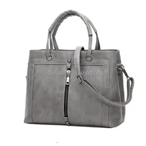 2023 Gray Handbags Lady PU Vintage Hard Double Zipper Women Ladies Big fashion Vegan Leather Trend Single Strap Shoulder Bags