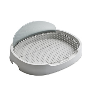 Bac à litière pour chien amélioré avec support pour tapis absorbant à parois hautes, bac d'apprentissage pour animaux de compagnie avec grille <span class=keywords><strong>en</strong></span> acier inoxydable pour chiots et petits chiens - Product Image 1
