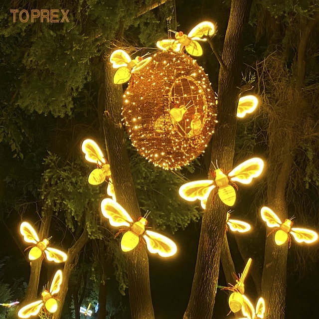 Toprex Hot Sale Outdoor 3D Light Bee Hive Garden LED Lights with Bees Motif for Christmas Halloween Easter IP65 for Holiday