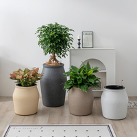 Pot de fleurs en plastique PP, finition sablée, avec système d'arrosage automatique, grande capacité pour plantes d'intérieur et d'extérieur, jardin, patio.
