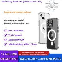 Coque antichoc transparente magnétique en TPU+PC avec support de téléphone pour iPhone 18/17/16/15/14/13 Pro Max