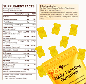 OEM Tanning Accelerator Gummies Bears 60 Count Beta-Carotene Lycopene Astaxanthin for Skin Hydration - Product Image 3