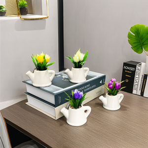 Pequeñas plantas suculentas artificiales decorativas para interiores, plátanos en maceta falsos con certificación UV, materiales cerámicos, plástico, madera, Metal, PVC, PE - Product Image 3