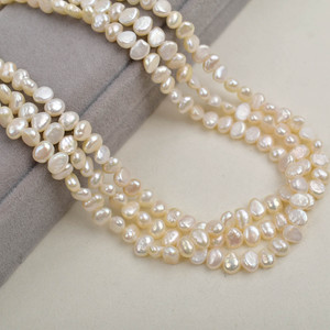 Perlas Blancas Naturales de Agua Dulce de 5-6 mm, Pequeñas, Barrocas, de Dos Caras, con Orificio Horizontal Ligero, Irregulares, para Collar DIY, Cuentas Sueltas - Product Image 3