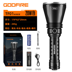 โกด์ไฟร์ TF01 20w ไฟฉาย LED แบบชาร์จไฟได้ IPX4 กันน้ำสำหรับปั่นจักรยานกลางแจ้งแบบพกพา - Product Image 1