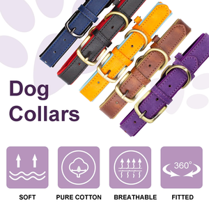 Weich gepolstertes Hunde halsband aus Leder Atmungsaktiv Verstellbares wasserdichtes taktisches Haustier halsband mit Metalls chnalle für kleine mittelgroße Hunde - Product Image 6