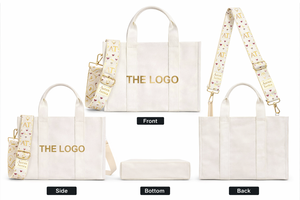 Sac fourre-tout personnalisé avec logo pour femmes, sac à main en toile noire RPET, sac bandoulière en coton, sac fourre-tout avec logo personnalisé - Product Image 3