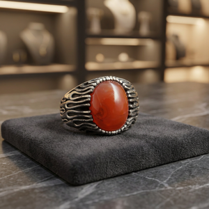 Argent sterling avec onyx rouge grandes bagues pour hommes DU VENDEUR ET FOURNISSEUR INDIEN - Product Image 3
