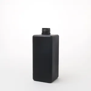 Bouteille cosmétique en plastique vide noire douce au toucher de 200ml bouteille carrée en PET bouteille en plastique de 6.6oz