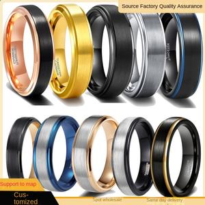 Anillo de Acero de Tungsteno Zoryn con Forma de Estrella, Decoración Hecha a Mano, Ancho de 4/6/8mm, Unisex, Plateado, Negro, Dorado, Azul - Product Image 2