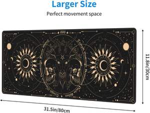 Tapis de souris extensible grand format Sun and Moon Gothic Skull Goat, tapis de souris de jeu XL surdimensionné, tapis de bureau surdimensionné, bords cousus, 31,5 <span class=keywords><strong>x</strong></span> 11,8 pouces - Product Image 6