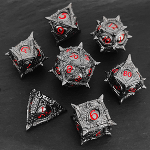 Dados Metálicos Antiguos Sólidos con Diseño de Ojo de Dragón Poliédrico y Púas D6 <span class=keywords><strong>D10</strong></span> D20 para Juegos de Rol como Dungeons and Dragons y Pathfinder - Product Image 4