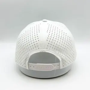 사용자 정의 5 패널 고무 PVC 로고 방수 야구 모자 레이저 컷 구멍 천공 모자 성능 스포츠 골프 모자