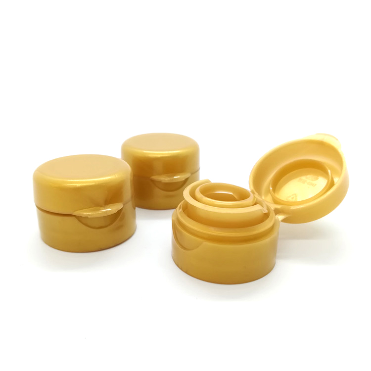 醤油ボトル用プラスチックPEゴールドスムースフリップトップキャップ