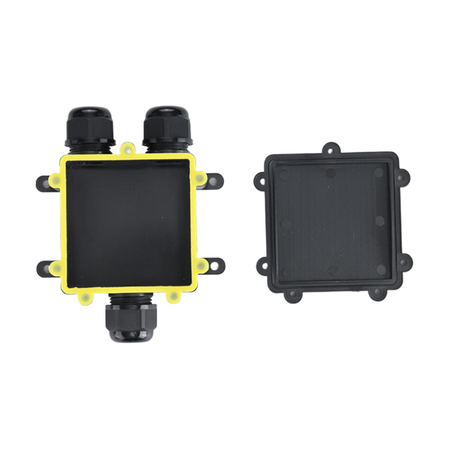 Black Junction Box Outdoor Waterproof IP68 Outdoor Junction Box - 3-Way YB730 Electrical External Power Cord Junction Box