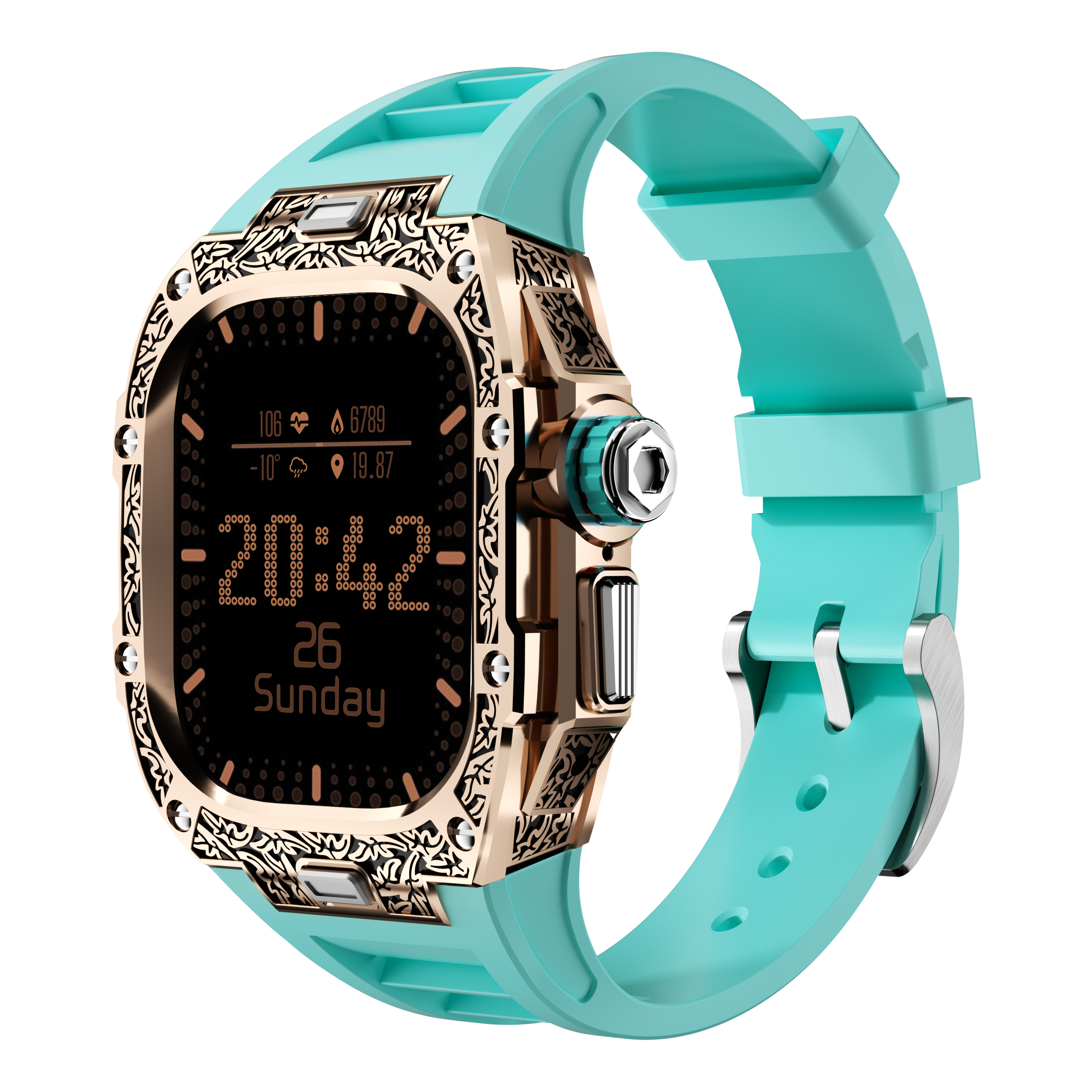 Rose Watch case+Light green strap