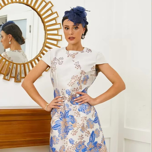 فساتين أنيقة لأم العروس بتفصيل حسب الطلب، فساتين سهرة وحفلات زفاف رسمية بمقاسات كبيرة، مصنوعة من البوليستر 100% بقصة A-Line وطبعة زهور - Product Image 1