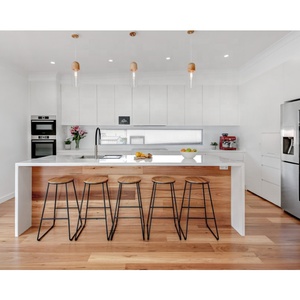 Armario de cocina de lujo con pintura italiana, paquete plano y moderno, color blanco laminado, suministro de fábrica - Product Image 5