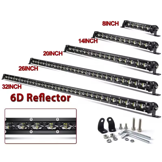 New 6000K 50 Inch 4x4 Offroad 6D 144W LED Light Bar 12V 24V Single Row IP68 Waterproof Aluminum Driving Lights