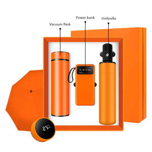 New Arrival Promotional Business Flask Power Bank Umbrella Gift Set Custom Logo Luxury Set for Advertising