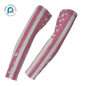 custom basketball baseball arm sleeve on slip pink ribbon arm sleeves fighting cancer UV protective arm sleeves breathable