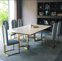 Ensemble de table et chaises de salle à manger Ther Home Furniture, table de restaurant avec plateau en verre ou en marbre, 6 places