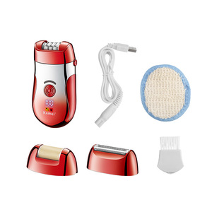 Épilateur électrique Kemei KM-908A rouge 3 en 1 pour tout le corps avec charge de type C, étanche IPX7 - Product Image 1