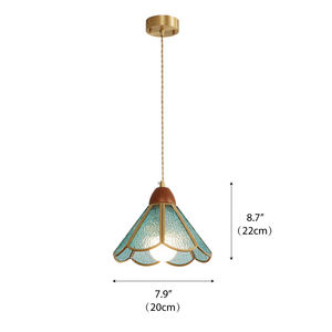 Lampe suspendue Tiffany Vintage pour îlot de cuisine en verre teinté bois métal artisanal Décoration artistique Lampe suspendue en verre teinté Tiffany - Product Image 6