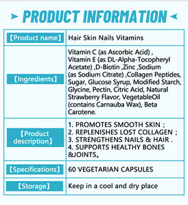 Vitaminas para Cabello, Piel y Uñas, Gomitas Orgánicas para una Piel Suave, Biotina Herbal Natural, Vitamina C Vegana, Zinc Saludable, Colágeno para una Dieta Saludable - Product Image 5