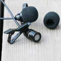 Microphone-Cravate Double Tête Mini à Pince pour iPhone Smartphones Enregistrement Filaire Métal pour Interviews Youtube