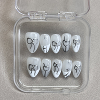 Faux Ongles à Pression Réutilisables Faits Main French Manucure Personnalisés, Vente en Gros, avec Boîte d'Emballage