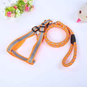 Satu set tali dan kekang anjing reflektif, tali bulat rajut dada untuk anjing peliharaan, tali <span class=keywords><strong>harness</strong></span> hewan peliharaan tanpa tarik - Product Image 4