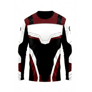 Jersey de Motociclismo Personalizado para Hombre, Manga Larga, Rojo, Negro y Blanco, Impresión Digital, Transpirable, de Secado Rápido, para Otoño, para Todas las Carreras - Product Image 1