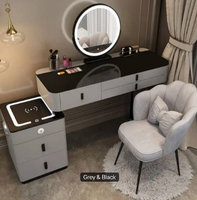 Table de Maquillage Luxe Nordique Multifonctionnelle Moderne en Bois Blanc avec Éclairage Intégré pour Chambre à Coucher et Appartement – Idéale pour Hôtels