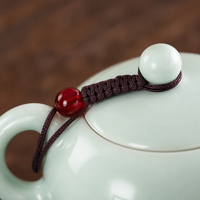 Kit de cérémonie du thé chinois traditionnel, théière en céramique vernissée et quatre tasses avec boîte cadeau en kraft pour collectionneurs et cadeaux
